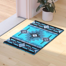 Mohave Collection 2' x 3' Turquoise Traditional Southwestern Style Area Rug - Olefin Fibers with Jute Backing [FLF-ACD-RGC318-23-TQ-GG]