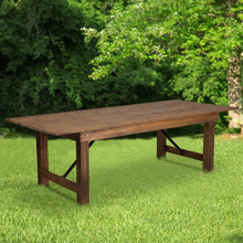 HERCULES Series 8' x 40" Rectangular Antique Rustic Solid Pine Folding Farm Table [FLF-XA-F-96X40-GG]