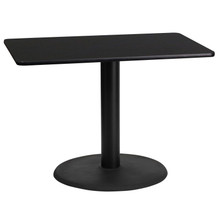 24'' x 42'' Rectangular Black Laminate Table Top with 24'' Round Table Height Base [FLF-XU-BLKTB-2442-TR24-GG]