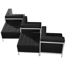 HERCULES Imagination Series Black LeatherSoft 5 Piece Chair & Ottoman Set [FLF-ZB-IMAG-SET5-GG]