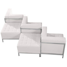 HERCULES Imagination Series Melrose White LeatherSoft 5 Piece Chair & Ottoman Set [FLF-ZB-IMAG-SET5-WH-GG]