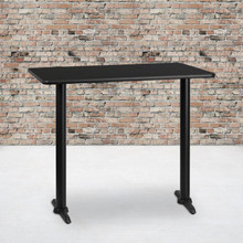 30'' x 48'' Rectangular Black Laminate Table Top with 5'' x 22'' Bar Height Table Bases [FLF-XU-BLKTB-3048-T0522B-GG]