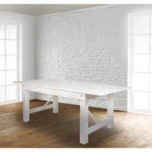 HERCULES Series 8' x 40" Rectangular Antique Rustic White Solid Pine Folding Farm Table [FLF-XA-F-96X40-WH-GG]