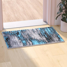 Rylan Collection 2' x 3' Blue Abstract Scraped Area Rug - Olefin Rug with Jute Backing - Living Room, Bedroom, & Entryway [FLF-ACD-RGTRZ863-23-BL-GG]
