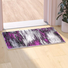 Rylan Collection 2' x 3' Purple Abstract Scraped Area Rug - Olefin Rug with Jute Backing - Living Room, Bedroom, & Entryway [FLF-ACD-RGTRZ863-23-PU-GG]