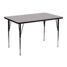 Wren 30''W x 48''L Rectangular Grey HP Laminate Activity Table - Standard Height Adjustable Legs [FLF-XU-A3048-REC-GY-H-A-GG]