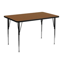 Wren 30''W x 48''L Rectangular Oak HP Laminate Activity Table - Standard Height Adjustable Legs [FLF-XU-A3048-REC-OAK-H-A-GG]
