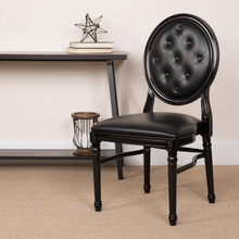 HERCULES Series 900 lb. Capacity King Louis Chair with Tufted Back, Black Vinyl Seat and Black Frame [FLF-LE-B-B-T-MON-GG]
