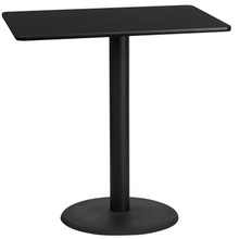 24'' x 42'' Rectangular Black Laminate Table Top with 24'' Round Bar Height Table Base [FLF-XU-BLKTB-2442-TR24B-GG]