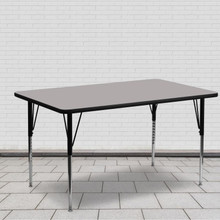 Wren 24''W x 60''L Rectangular Grey HP Laminate Activity Table - Standard Height Adjustable Legs [FLF-XU-A2460-REC-GY-H-A-GG]
