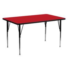 Wren 24''W x 60''L Rectangular Red HP Laminate Activity Table - Standard Height Adjustable Legs [FLF-XU-A2460-REC-RED-H-A-GG]