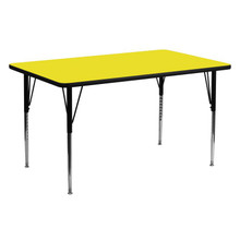 Wren 24''W x 60''L Rectangular Yellow HP Laminate Activity Table - Standard Height Adjustable Legs [FLF-XU-A2460-REC-YEL-H-A-GG]