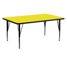 Wren 24''W x 60''L Rectangular Yellow HP Laminate Activity Table - Height Adjustable Short Legs [FLF-XU-A2460-REC-YEL-H-P-GG]