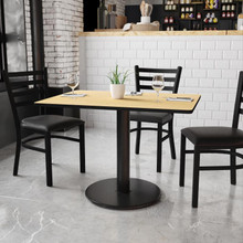 30'' x 42'' Rectangular Natural Laminate Table Top with 24'' Round Table Height Base [FLF-XU-NATTB-3042-TR24-GG]
