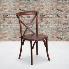 HERCULES Series Stackable Mahogany Wood Cross Back Chair [FLF-XU-X-MAH-GG]