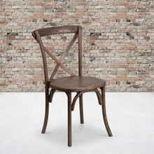 HERCULES Series Stackable Early American Wood Cross Back Chair [FLF-XU-X-EA-GG]