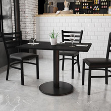 30'' x 42'' Rectangular Black Laminate Table Top with 24'' Round Table Height Base [FLF-XU-BLKTB-3042-TR24-GG]