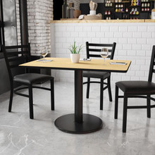 30'' x 45'' Rectangular Natural Laminate Table Top with 24'' Round Table Height Base [FLF-XU-NATTB-3045-TR24-GG]