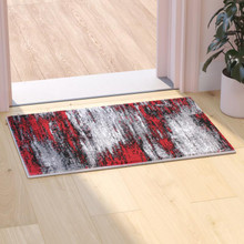 Rylan Collection 2' x 3' Red Abstract Scraped Area Rug - Olefin Rug with Jute Backing - Living Room, Bedroom, & Entryway [FLF-ACD-RGTRZ863-23-RD-GG]