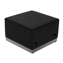 HERCULES Alon Series Black LeatherSoft Ottoman with Brushed Stainless Steel Base [FLF-ZB-803-OTTOMAN-BK-GG]