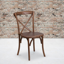 HERCULES Series Stackable Pecan Wood Cross Back Chair [FLF-XU-X-PEC-GG]
