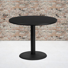 36'' Round Black Laminate Table Top with 24'' Round Table Height Base [FLF-XU-RD-36-BLKTB-TR24-GG]