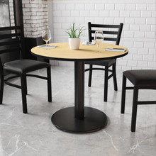 36'' Round Natural Laminate Table Top with 24'' Round Table Height Base [FLF-XU-RD-36-NATTB-TR24-GG]