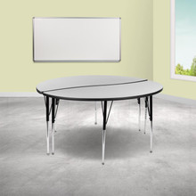 Emmy 2 Piece Emmy 60" Circle Wave Flexible Grey Thermal Laminate Activity Table Set - Standard Height Adjustable Legs [FLF-XU-GRP-A60-HCIRC-GY-T-A-GG]