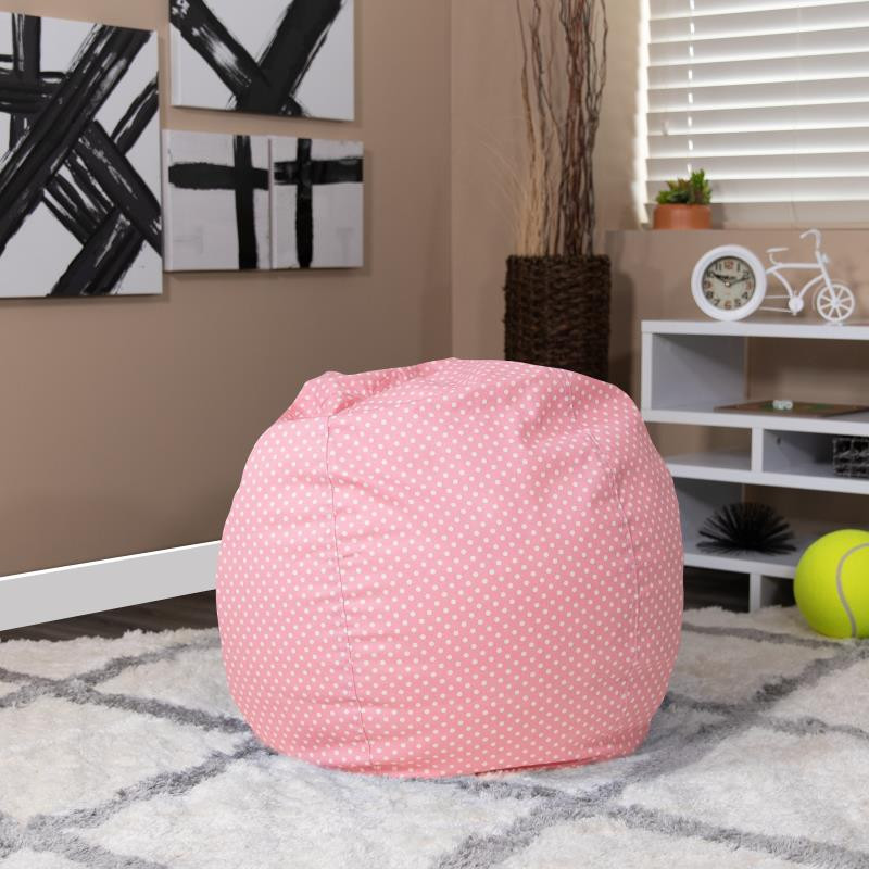 Small Light Pink Dot Refillable Bean Bag Chair for Kids and Teens