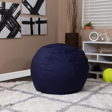 Small Solid Navy Blue Refillable Bean Bag Chair for Kids and Teens [FLF-DG-BEAN-SMALL-SOLID-BL-GG]