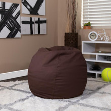 Small Solid Brown Refillable Bean Bag Chair for Kids and Teens [FLF-DG-BEAN-SMALL-SOLID-BRN-GG]