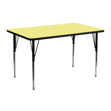 Wren 24''W x 48''L Rectangular Yellow Thermal Laminate Activity Table - Standard Height Adjustable Legs [FLF-XU-A2448-REC-YEL-T-A-GG]