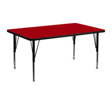 Wren 24''W x 48''L Rectangular Red Thermal Laminate Activity Table - Height Adjustable Short Legs [FLF-XU-A2448-REC-RED-T-P-GG]