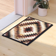 Teagan Collection Southwestern 2' x 3' Brown Area Rug - Olefin Rug with Jute Backing - Entryway, Living Room, Bedroom [FLF-OKR-RG1106-23-BN-GG]