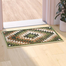 Teagan Collection Southwestern 2' x 3' Green Area Rug - Olefin Rug with Jute Backing - Entryway, Living Room, Bedroom [FLF-OKR-RG1106-23-GN-GG]