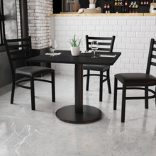 36'' Square Black Laminate Table Top with 24'' Round Table Height Base [FLF-XU-BLKTB-3636-TR24-GG]