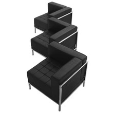 HERCULES Imagination Series Black LeatherSoft 3 Piece Corner Chair Set [FLF-ZB-IMAG-SET4-GG]