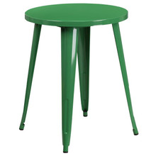 Commercial Grade 24" Round Green Metal Indoor-Outdoor Table [FLF-CH-51080-29-GN-GG]