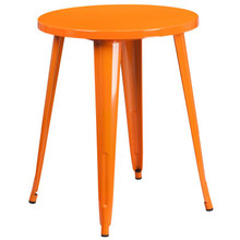 Commercial Grade 24" Round Orange Metal Indoor-Outdoor Table [FLF-CH-51080-29-OR-GG]
