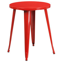 Commercial Grade 24" Round Red Metal Indoor-Outdoor Table [FLF-CH-51080-29-RED-GG]