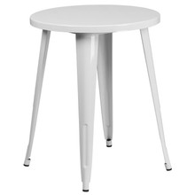 Commercial Grade 24" Round White Metal Indoor-Outdoor Table [FLF-CH-51080-29-WH-GG]