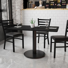 30'' x 48'' Rectangular Black Laminate Table Top with 24'' Round Table Height Base [FLF-XU-BLKTB-3048-TR24-GG]