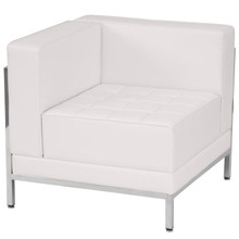 HERCULES Imagination Series Contemporary Melrose White LeatherSoft Left Corner Chair with Encasing Frame [FLF-ZB-IMAG-LEFT-CORNER-WH-GG]