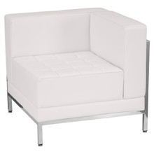 HERCULES Imagination Series Contemporary Melrose White LeatherSoft Right Corner Chair with Encasing Frame [FLF-ZB-IMAG-RIGHT-CORNER-WH-GG]