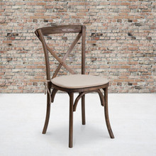 HERCULES Series Stackable Early American Wood Cross Back Chair with Cushion [FLF-XU-X-EA-NTC-GG]