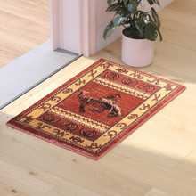 Hoytt Collection Brown 2' x 3' Bucking Bronco Cowboy Area Rug with Jute Backing for Indoor Use [FLF-ACD-RG2903-23-BN-GG]