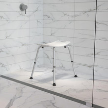 HERCULES Series Tool-Free and Quick Assembly, 300 Lb. Capacity, Adjustable White Bath & Shower Chair with Non-slip Feet [FLF-DC-HY3410L-WH-GG]