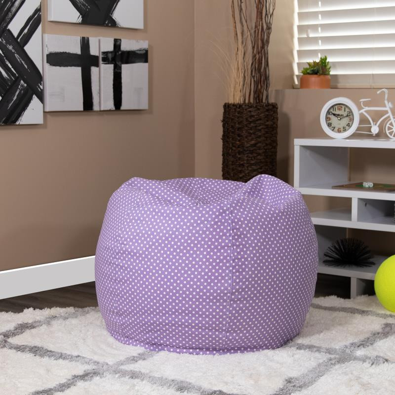 Small Lavender Dot Refillable Bean Bag Chair for Kids and Teens