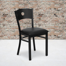 HERCULES Series Black Circle Back Metal Restaurant Chair - Black Vinyl Seat [FLF-XU-DG-60119-CIR-BLKV-GG]