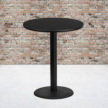 36'' Round Black Laminate Table Top with 24'' Round Bar Height Table Base [FLF-XU-RD-36-BLKTB-TR24B-GG]